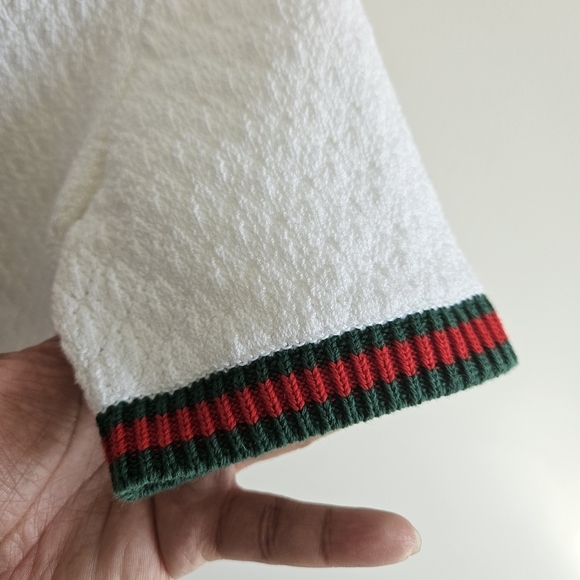 Gucci Web Stripe Cotton Blend Lace Knit Polo Top NWT - Picture 5 of 12